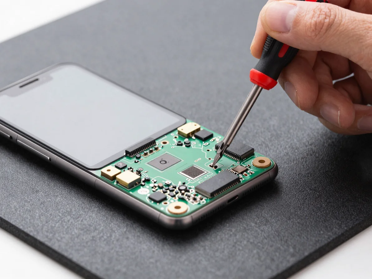 Close up macro studio photograph of a technician using precision
